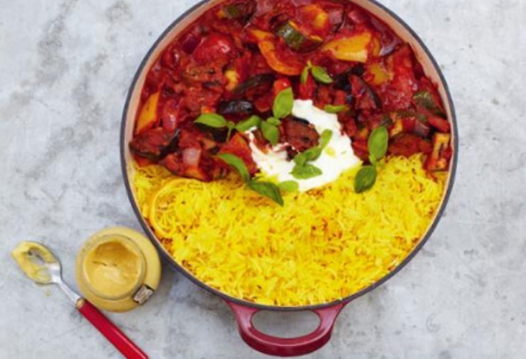 ratatouille served with saffron rice