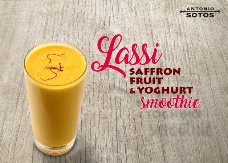 Lassi, saffron, fruit and yoghurt smoothie