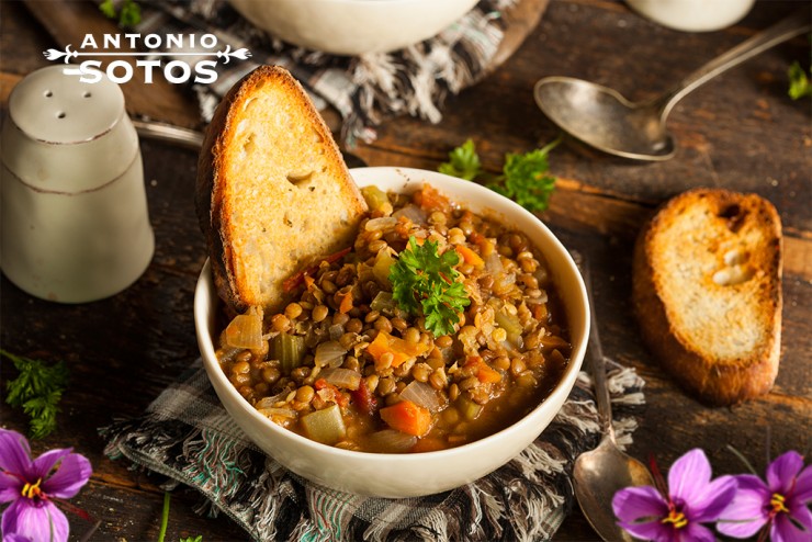 Receta lentejas de verduras con azafrán
