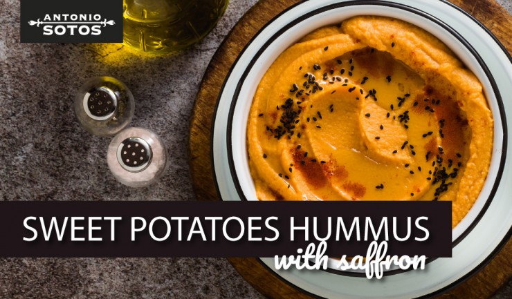 Saffron sweet potato Hummus, a healthy snack