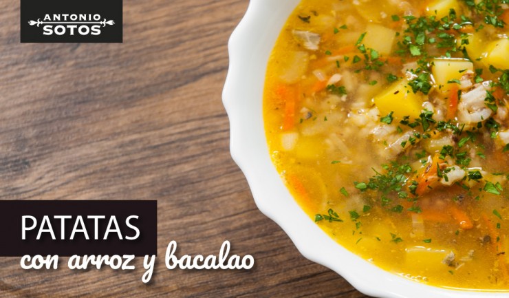 Patatas con arroz y bacalao, un guiso de los de toda la vida