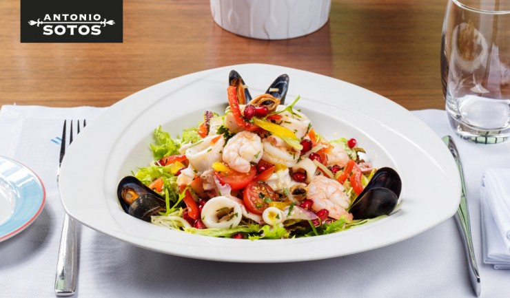 Seafood salad with saffron vinaigrette