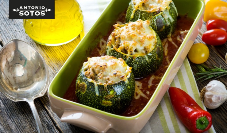 Saffron stuffed half moon zucchini