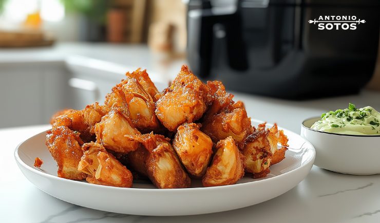 alcachofas en tempura de azafrán en AirFryer